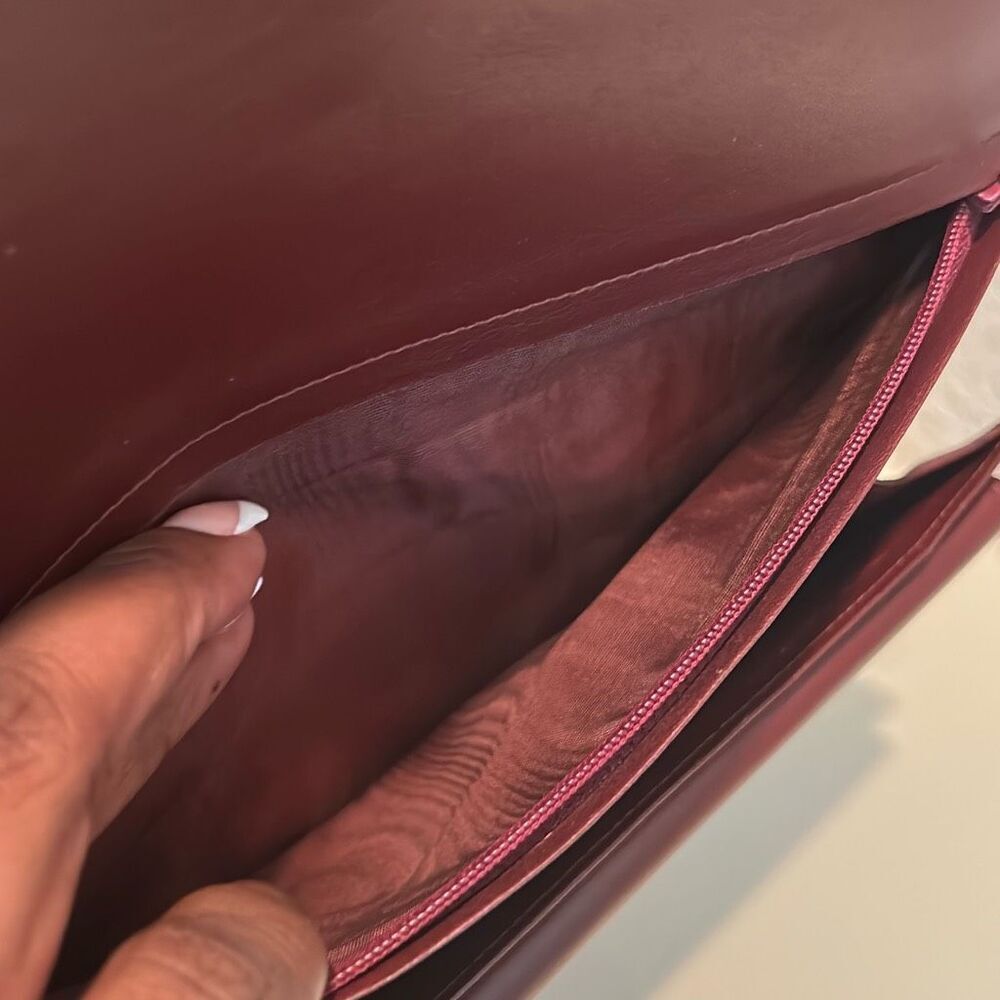 Cartier Convertible Portfolio Organizer Clutch Wristlet Dark Burgundy Leather - Picture 5 of 16